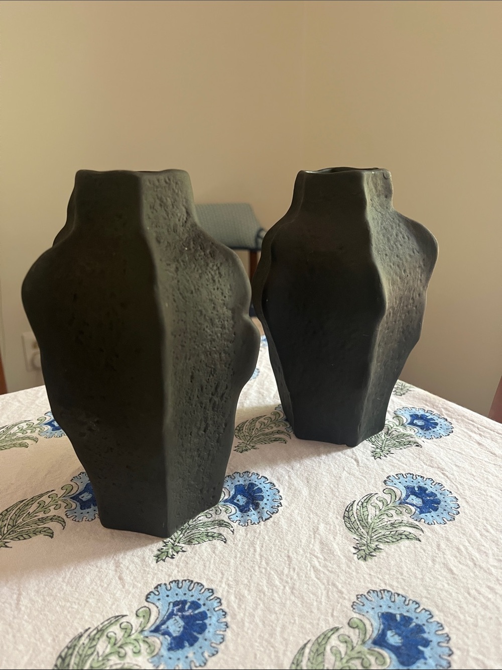 H&M Matte Black Sculptural Ceramic Vases - Pair